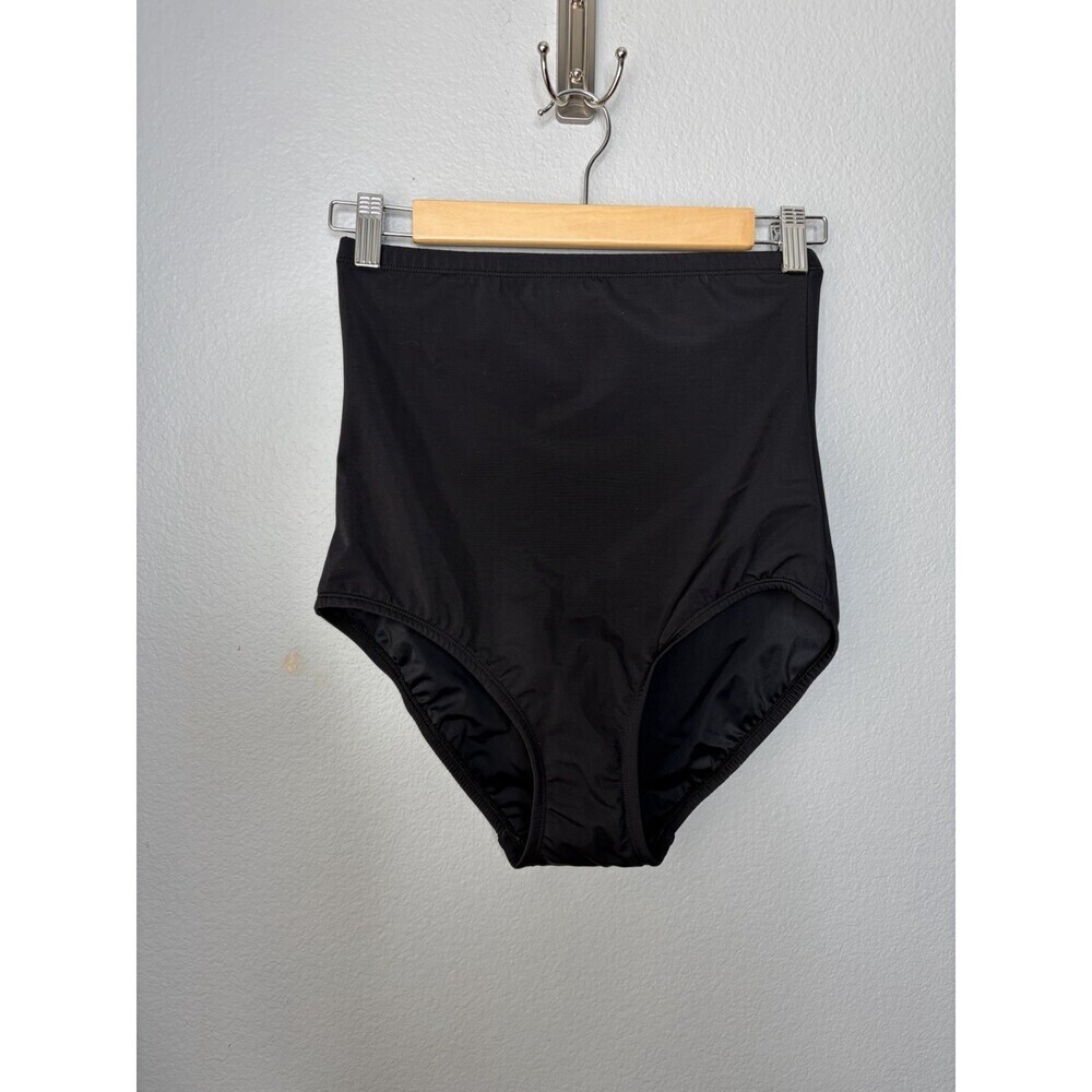 Women's Lands End High Waisted Black Chlorine Resistant Swim Bottom 8